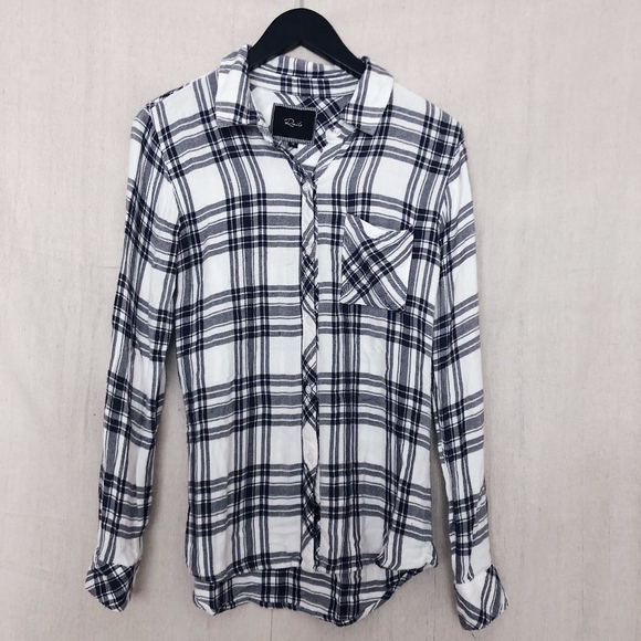 Rails Hunter Flannel Button Down Black White Plaid - Picture 1 of 5